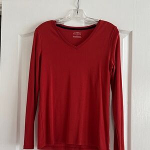 Talbots Women's Long Sleeve Rust colored V-Neck The Talbots Tee